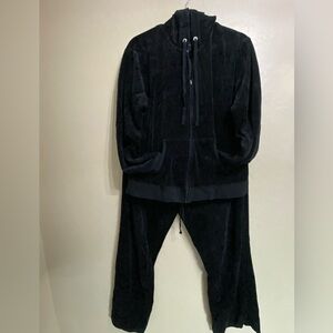 Velvet Black Track Suit Adorned with Rhinestone